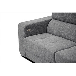 Courtois Laville Canapé d'angle droit 5 places avec un relax électrique tissu gris pas cher