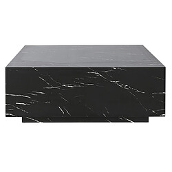 Pegane Table basse, table de salon carrée en marbre coloris noir - longueur 90 x profondeur 90 x Hauteur 35 cm 