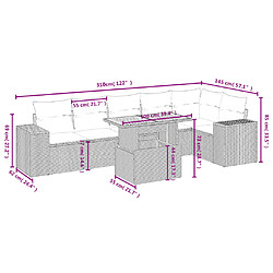 Avis vidaXL Salon de jardin avec coussins 7 pcs gris résine tressée