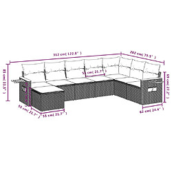 Avis vidaXL Salon de jardin 8 pcs avec coussins noir résine tressée