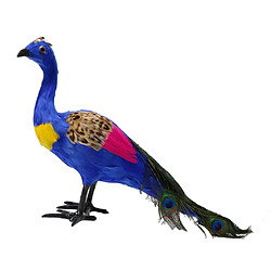 Plume artificielle Paon Figurine Miniatures 42cm Ornements de Pelouse Bleu Figurine artificielle de paon