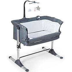 Decoshop26 2 en 1 berceau cododo bébé avec matelas hauteur réglables connecter avec lit de parent arceau de jeu jusqu'à 9 kg 20_0000023