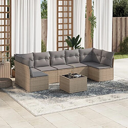 Maison Chic Salon de jardin avec coussins 8 pcs | Ensemble de Table et chaises | Mobilier d'Extérieur beige résine tressée -GKD43884