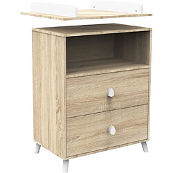 Avis Chambre bébé duo MONTANA - Lit 120x60 + Commode a langer 2 tiroirs décor chene doré - SAUTHON