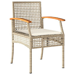 Avis Maison Chic Ensemble à manger d'extérieur 4 pcs avec coussins,Salon de jardin,Mobilier de jardin beige résine tressée -GKD543604