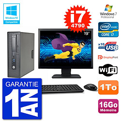 PC HP EliteDesk 800 G1 SFF Ecran 19" i7-4790 16Go Disque 1To Graveur DVD Wifi W7 · Occasion 