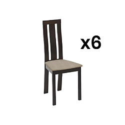 Vente-Unique Lot de 6 chaises DOMINGO - Hêtre massif wengé 