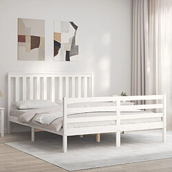 Maison Chic Cadre/structure de lit avec tête de lit pour adulte - Lit Moderne Chambre blanc King Size bois massif -MN65813