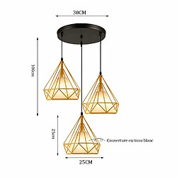 Acheter STOEX Suspension Cage forme Diamant Contemporain Lampe Plafonnier, Corde Ajustable Luminaire Lustre pour Cuisine, Couloir,Salle à manger, Salon, Chambre D'enfants et de restaurant, Jaune