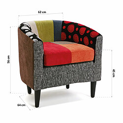 Versa Fauteuil pour salon ou chambre, Canapé Philippe 60x62x62cm,Coton et bois, rouge, gris et bleu pas cher