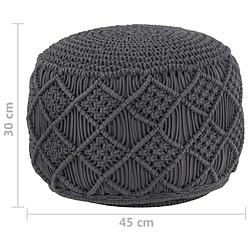 Acheter vidaXL Pouf fait à la main en macramé Anthracite 45x30 cm Coton