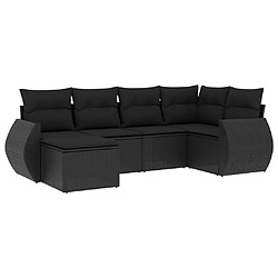 vidaXL Salon de jardin 6 pcs avec coussins noir résine tressée