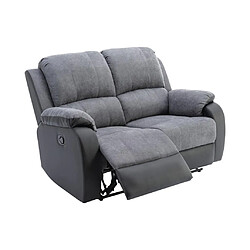 Acheter Vente-Unique Canapé 2 places relax en microfibre et simili gris et noir BRODY