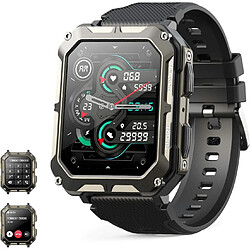 VANWIN Montre Connectée Homme Avec Appels Bluetooth Assistant Vocal, 1,83'' Sport Smartwatch Militaire Avec 123 Modes Sportifs, Podomètre, Lecteur De Musique ,Fréquence Cardiaque, Étanche Ip68 - Noir