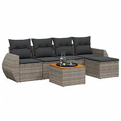 Maison Chic Ensemble Tables et chaises d'extérieur 6pcs avec coussins,Salon de jardin gris résine tressée -GKD120084