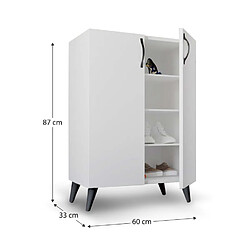 Acheter Armoire Multifonction - Meuble à Chaussures Catter House Rodas Blanco 60x33x87 cm 2 Portes, 3 Étagères à Hauteur Réglable, Blanc