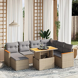 vidaXL Salon de jardin avec coussins 8 pcs beige résine tressée 