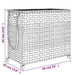 vidaXL Panier à linge avec roulettes noir 66x35x60 cm résine tressée pas cher