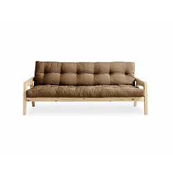 Inside 75 Canapé convertible futon GRAB pin naturel coloris mocca couchage 130 cm.