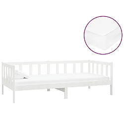 Maison Chic Lit de jour avec matelas, Lit de repos Lit d'invité pour Salon Chambre,Canapé-lit 90x200 cm Blanc Bois de pin massif -MN66999