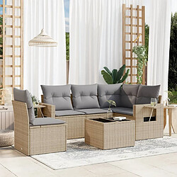 vidaXL Salon de jardin avec coussins 6 pcs beige résine tressée 