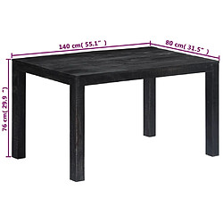 Acheter vidaXL Table à dîner Noir 140x80x76 cm Bois de manguier massif