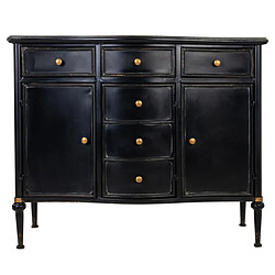 Pegane Commode, meuble de rangement en métal avec 3 tiroirs et 3 portes coloris noir - Longueur 101 x Profondeur 42,50 x Hauteur 85 cm