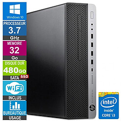 HP 800 G3 SFF i3-6100 3.70GHz 32Go/480Go SSD Wifi W10 · Reconditionné 