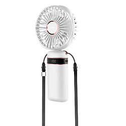 LinQ Mini Ventilateur Portable Réglable 90° Affichage LED Design Rond Blanc