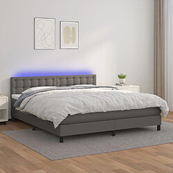 vidaXL Sommier à lattes de lit avec matelas et LED Gris 180x200 cm 