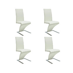 Maison Chic Lot de 4 Chaises à manger,Chaise pour cuisine blanc similicuir -MN15196