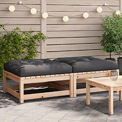 vidaXL Repose-pieds de jardin avec coussins lot de 2 bois pin massif