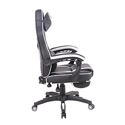 Decoshop26 Chaise de bureau fauteuil gaming avec repose-pieds téléscopique en synthétique noir et blanc BUR10628