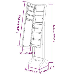 vidaXL Miroir sur pied blanc avec LED 34x37x146 cm pas cher