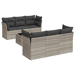 vidaXL Salon de jardin avec coussins 7 pcs gris clair résine tressée