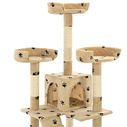 Arbre à chat,niche pour chat et griffoirs en sisal 170 cm Beige Motif de pattes -MN35745 pas cher