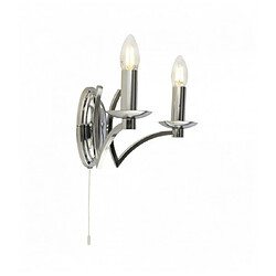 Searchlight Applique murale ascot 2 ampoules chrome Matériau : Acier mld  Coloris : Chrome,Plaqué  Largeur en Cm : 32.5  Nombre d'ampoules : 2 Type d'ampoule : E14 Puissance par ampoule : 40 Ampoules incluses : Non