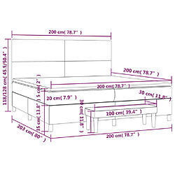 vidaXL Sommier à lattes de lit avec matelas Gris clair 200x200cm Tissu pas cher