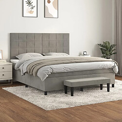 vidaXL Sommier à lattes de lit et matelas Gris clair 160x200cm Velours 