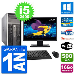 PC Tour HP Pro 6300 CMT Ecran 22" i5-2400 RAM 16Go Disque 500Go Windows 10 Wifi - Occasion