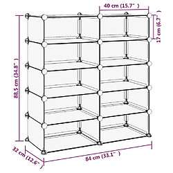 vidaXL Étagère à chaussures Transparent 84x32x88,5 cm PP pas cher