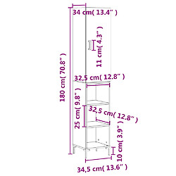 vidaXL Buffet haut Chêne marron 34,5x34x180 cm Bois d'ingénierie pas cher