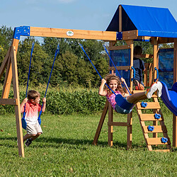 Aire de jeux 2 balançoires toboggan bleu Aurora Backyard Discovery