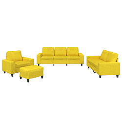 vidaXL Ensemble de canapés 4 pcs jaune clair tissu