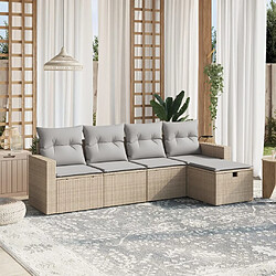 vidaXL Salon de jardin avec coussins 5pcs mélange beige résine tressée 