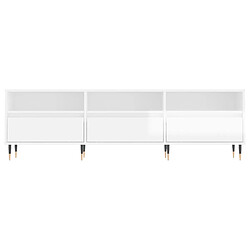 Maison Chic Meuble TV scandinave - Banc TV pour salon blanc brillant 150x30x44,5 cm bois d'ingénierie -MN94462 pas cher