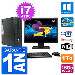 PC HP 800 G1 Ecran 19" Core i7-4790 RAM 16Go Disque 1To Windows 10 Wifi - Occasion