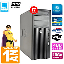 PC Tour HP WorkStation Z210 I7-2600 RAM 16Go Disque 480Go SSD Graveur DVD Wifi W7 - Occasion