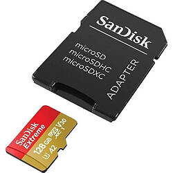 Avis Carte Mémoire microSDXC SanDisk Extreme 128 Go + Adaptateur SD avec Performances Applicatives A2 jusqu'à 160 Mo-s, Classe 10, U3,