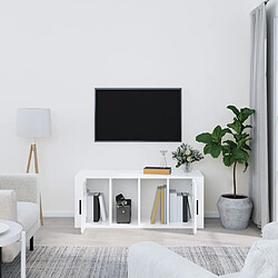 Avis Maison Chic Meuble TV scandinave - Banc TV pour salon Blanc brillant 100x35x40 cm Bois d'ingénierie -MN77499